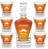 Karafki - Karafka geometric z 6 szklankami i grawerem dla gentlemana - miniaturka - grafika 1