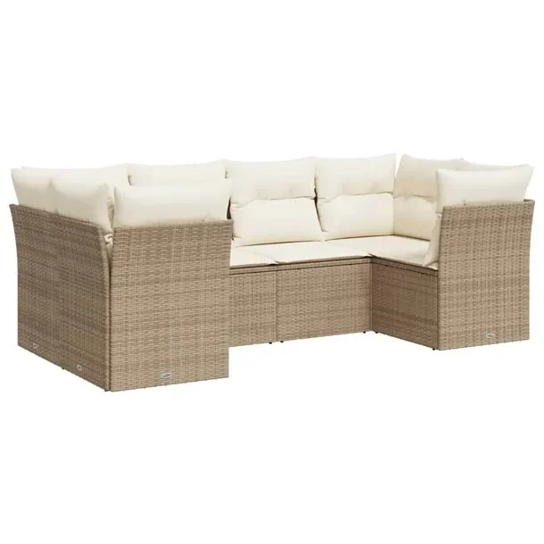 Zestaw mebli ogrodowych modułowych z poduszkami beżowy rattan PE 55x62x69