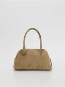 Torebki damskie - Reserved - Torebka z imitacji zamszu - beżowy - miniaturka - grafika 1