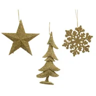 Ozdoby bożonarodzeniowe - Zawieszka plastikowa gwiazda / choinka / śnieżynka złoty - miniaturka - grafika 1