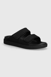 Klapki i japonki damskie - Calvin Klein klapki FLAT ADJ SLIDE MONOCQ damskie kolor czarny HW0HW01955 - grafika 1