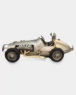 Kultowy Samochód Wyścigowy Srebrny Bolid Retro Model Metalowy - Figurki dekoracyjne - miniaturka - grafika 1