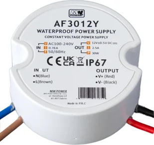 MW Power 30W 24V/1.25A round LED power supply, IP67 - Zasilacze do serwerów - miniaturka - grafika 1