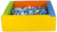 Suche baseny - Kwadratowy suchy basen z ekoskóry z 300 piłeczkami (żółty, zielony, niebieski, pomarańczowy/biały, jasnoniebieski, szary) - miniaturka - grafika 1