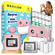 Aparaty natychmiastowe - Aparat natychmiastowy Maxilow Drukuś 2.0 Różowy + 13 rolek - miniaturka - grafika 1