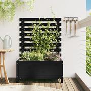 Donice - vidaXL Donica ogrodowa z trejażem, czarna, 79x39,5x114 cm, lita sosna - miniaturka - grafika 1