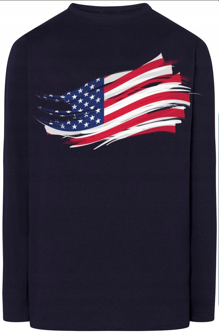 Usa Flaga Nadruk Modny Longsleeve Bluza r.M