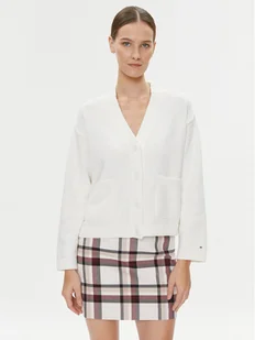 Tommy Hilfiger Kardigan WW0WW39015 Écru Relaxed Fit - Swetry damskie - miniaturka - grafika 1