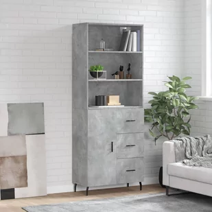 vidaXL Witrynka, szarość betonu 69,5x34x180 cm materiał drewnopochodny - Witryny - miniaturka - grafika 1