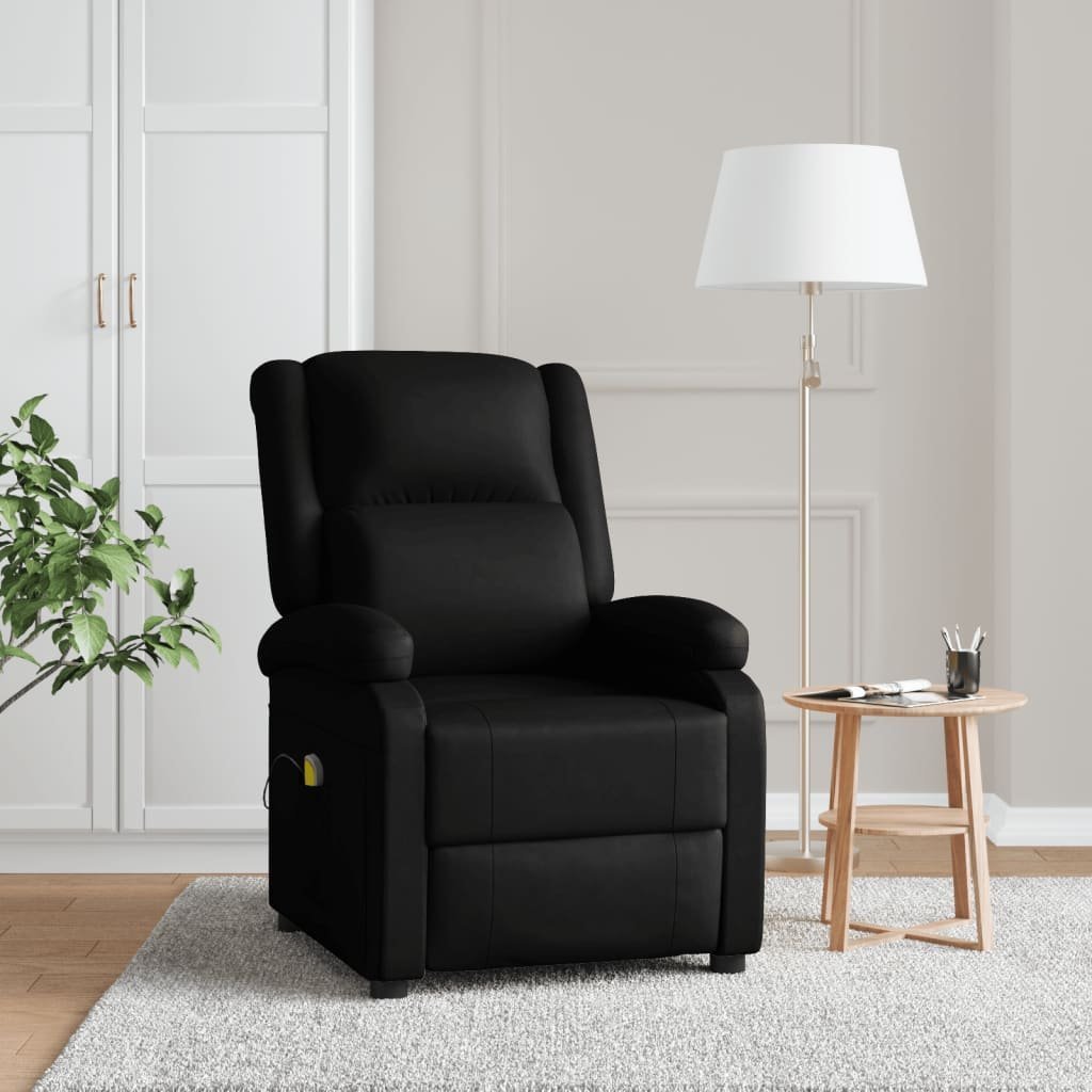 vidaXL vidaXL Fotel masujący, czarny, sztuczna skóra