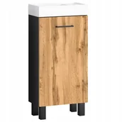 Szafki łazienkowe - Szafka łazienkowa z umywalką stojąca pod umywalkę dąb wotan czarna 40 cm - miniaturka - grafika 1