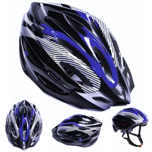 Kask rowerowy męski damski NIEBIESKI CZARNY kolarski regulowany M L 54-62cm - Kaski rowerowe - miniaturka - grafika 1