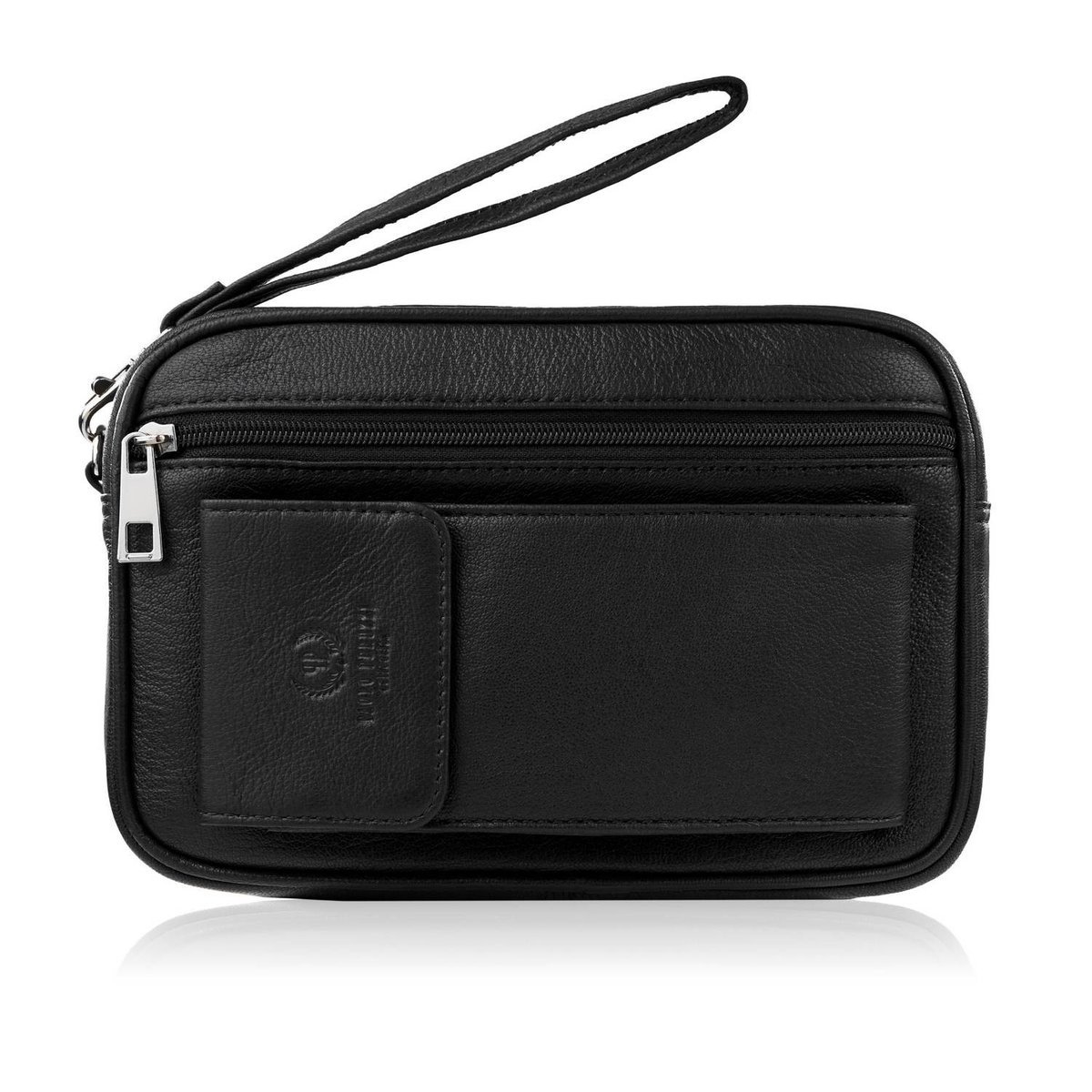 SASZETKA MĘSKA SKÓRZANA DO RĘKI Z MIEJSCEM NA TELEFON CZARNA PAOLO PERUZZI T-132-BL