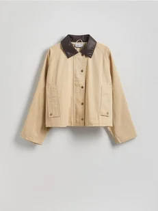 Reserved - Denimowa kurtka oversize - beżowy - Moda i Uroda OUTLET - miniaturka - grafika 1
