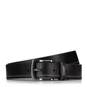 Paski - Męski skórzany pasek z przeszyciami czarny - miniaturka - grafika 1