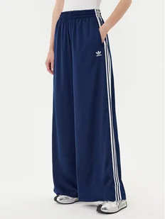 adidas Spodnie dresowe adicolor Satin JD0881 Granatowy Wide Leg - Spodnie sportowe damskie - miniaturka - grafika 1