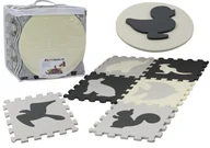 Zabawki interaktywne dla dzieci - Miękkie Puzzle Mata Kontrastowa Edukacyjna Pianka EVA Szare 28 ele. - miniaturka - grafika 1