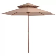 Parasole ogrodowe - vidaXL Parasol ogrodowy z podwójnym daszkiem, 270 cm, taupe vidaXL - miniaturka - grafika 1