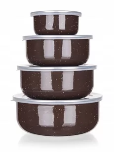 MISKI EMALIOWANE NA ŻYWNOŚĆ 4 SZT Brązowe BANQUET - Pojemniki kuchenne - miniaturka - grafika 1