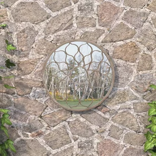 vidaXL Lustro ogrodowe, kolor piaskowy, 40x3 cm, okrągła żelazna rama - Pozostałe ozdoby ogrodowe - miniaturka - grafika 1