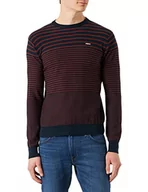 Bluzy męskie - Mexx Męska bluza z bolcem w paski, Dark Brick, L - miniaturka - grafika 1
