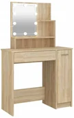 Toaletki - Skandynawska toaletka z lampkami LED dąb sonoma N3-K54 - miniaturka - grafika 1