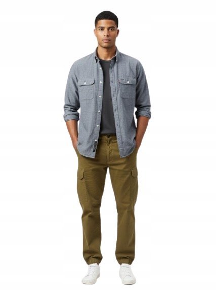 LEVIS CASUAL KOSZULA MĘSKA NIEBIESKA Z KIESZENIAMI BAWEŁNA XL 1J5A
