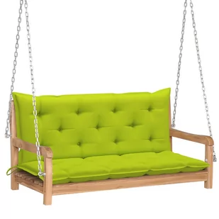 vidaXL Lumarko Huśtawka ogrodowa z jasnozieloną poduszką, 120cm, drewno tekowe 3062876 - Huśtawki - miniaturka - grafika 1