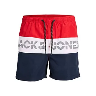 Kąpielówki dla chłopców - JACK & JONES JUNIOR Szorty kąpielowe dla chłopców Jpstfiji Jjswim Colorblock Sn Jnr, Chi?ska czerwie?, 176 - grafika 1