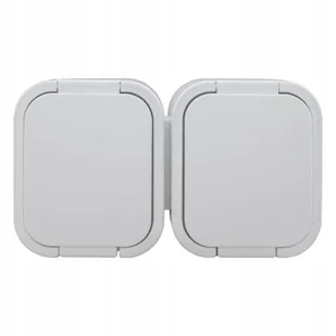 Gniazdo podwójne natynkowe bryzgoszczelne z klapką IP54 białe - Gniazdka elektryczne - miniaturka - grafika 1