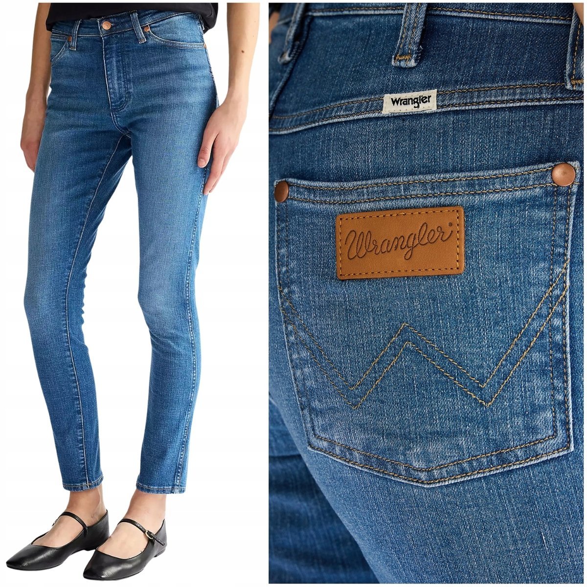 Wrangler Sienna Rebel Blue damskie spodnie jeansowe rurki 7/8 W28 L34