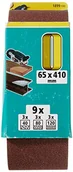 Materiały ścierne - Wolfcraft Taśma szliﬁerskia z tkaniny 65 x 410 mm granulacja 40, 80, 120 (9szt.) 1899100 - miniaturka - grafika 1