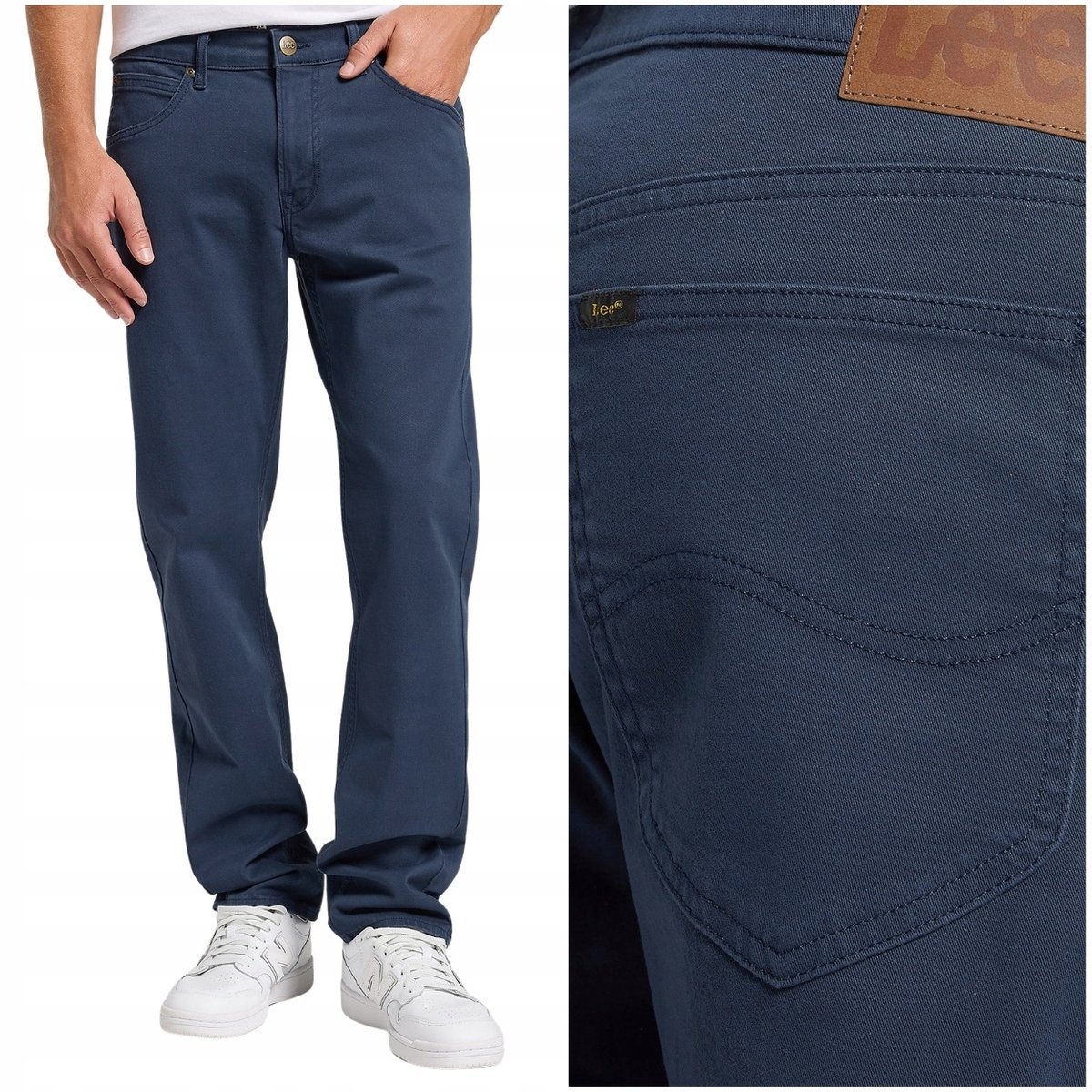 Lee Daren Zip Fly Mood Indigo proste granatowe spodnie materiałowe W34 L34