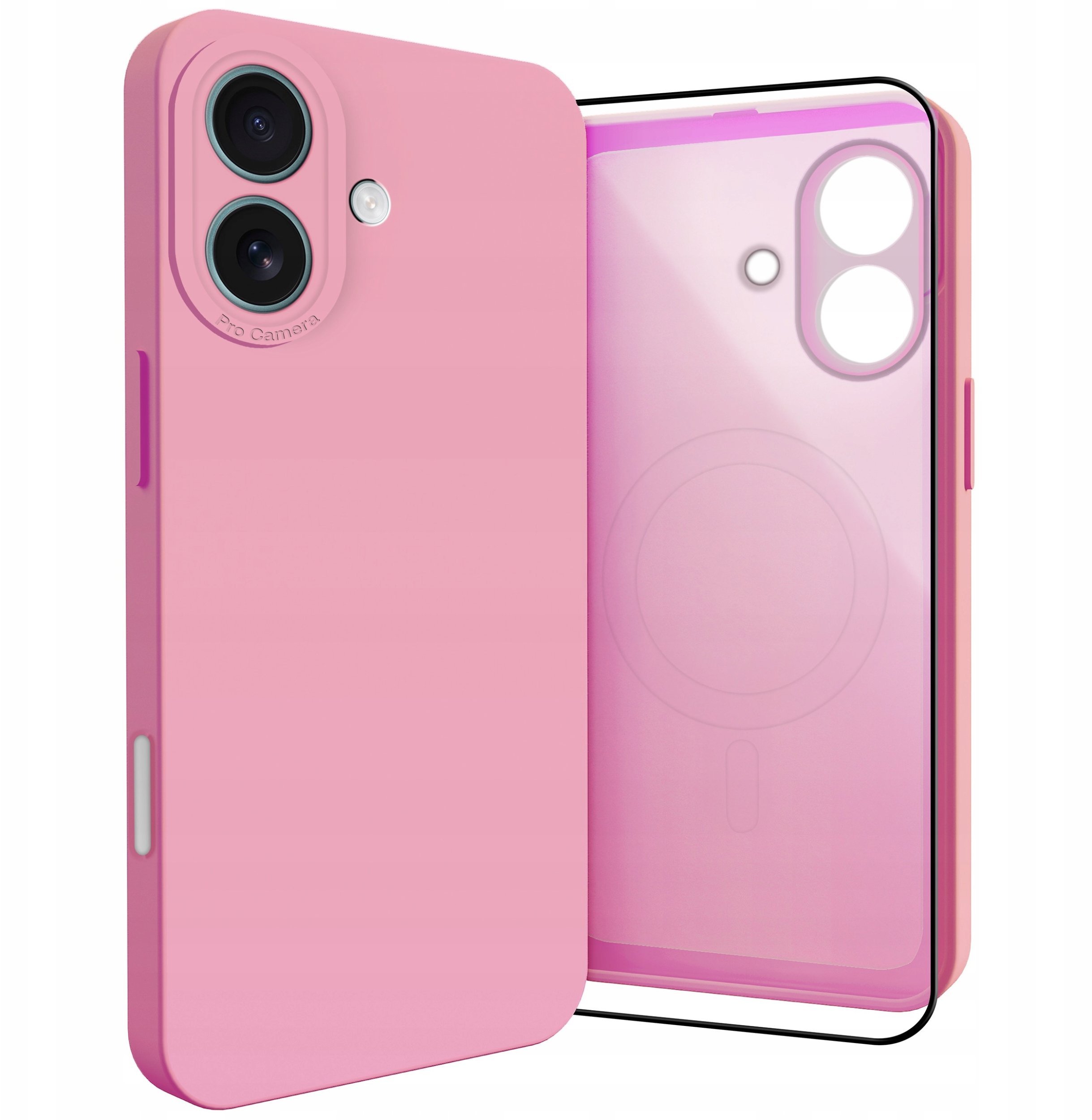 Etui do Apple iPhone 16 Do Magsafe, Osłona Kamery, Różowe, Case Szkło