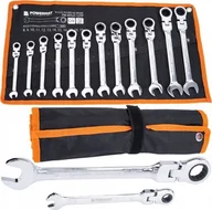 Narzędzia samochodowe - Powermat KLUCZE PŁASKO OCZKOWE Z GRZECHOTKĄ ŁAMANE ZESTAW KLUCZY 12EL. 8-19MM CrV - miniaturka - grafika 1