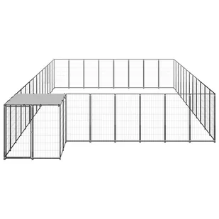 VidaXL Lumarko Kojec dla psa, czarny, 30,25 m, stalowy 3082230 VidaXL - Budy dla psów - miniaturka - grafika 1