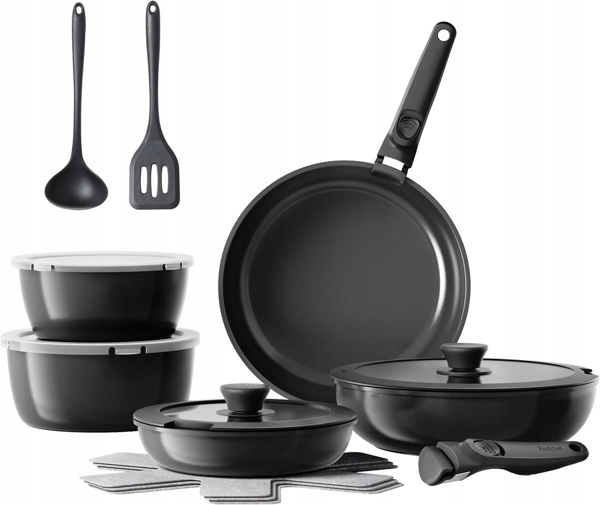 Zestaw Garnków i Patelni Ceramicznych z Uchwytami Redchef 16 el. Beżowy
