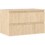 Szafki łazienkowe - Mexen Rivel szafka łazienkowa podumywalkowa 80 cm z blatem, 2 szuflady, ryflowana , dąb - 91A20-08047-2-BFFC81 - miniaturka - grafika 1