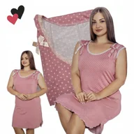 Bielizna nocna - WISKOZOWA KOSZULA NOCNA do spania piżama bez rękawa groszki 52 54 6XL 7XL - miniaturka - grafika 1