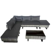Meble ogrodowe - Zestaw mebli ogrodowych z technorattanu narożnik tarasowy Lime szary - miniaturka - grafika 1