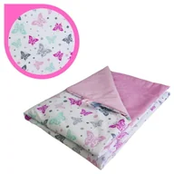 Koce i narzuty dla dzieci - Kocyk Dziecięcy 75x100 Letni Motylki/Róż Bawełna/Velvet Polski Producent - miniaturka - grafika 1