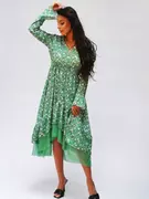 Sukienki - Zwiewna sukienka z ozdobnym dołem Ann Gissy zielona (DLY017) - miniaturka - grafika 1
