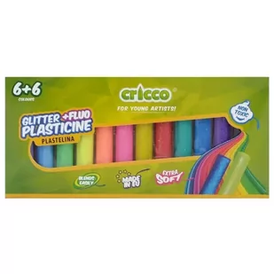 Plastelina fluo + brokat 12 kolorów CRICCO - Masy plastyczne - miniaturka - grafika 1