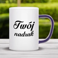 Kubki - Kubek z mrożonego szkła z granatowym uszkiem z Twoim nadrukiem - miniaturka - grafika 1