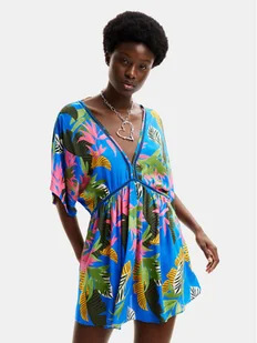Desigual Sukienka plażowa Tropical Party 24SWMW23 Niebieski Loose Fit - Sukienki - miniaturka - grafika 1