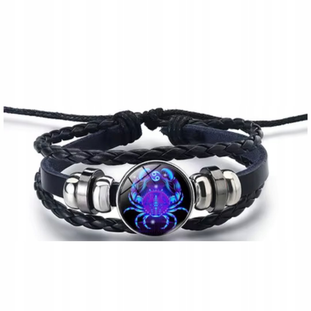 Zodiakalna Bransoletka Rak Pleciona Regulowana Biżuteria Unisex