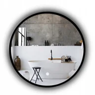 Lustra - NOWOCZESNE LUSTRO LED OKRĄGŁE W RAMIE CZARNE 60 CM + WŁĄCZNIK NA DOTYK - miniaturka - grafika 1