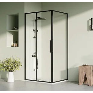 Kabina prysznicowa z drzwiami przesuwnymi matowymi czarnymi w stylu industrialnym - 100 x 80 x 195 cm - TORONI - Kabiny prysznicowe Kabina prysznicowa z drzwiami przesuwnymi matowymi czarnymi w stylu industrialnym - 100 x 80 x 195 cm - TORONI - Kabiny prysznicowe - miniaturka - grafika 1