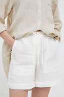 Spodenki damskie - Tommy Hilfiger szorty lniane kolor beżowy gładkie high waist - miniaturka - grafika 1