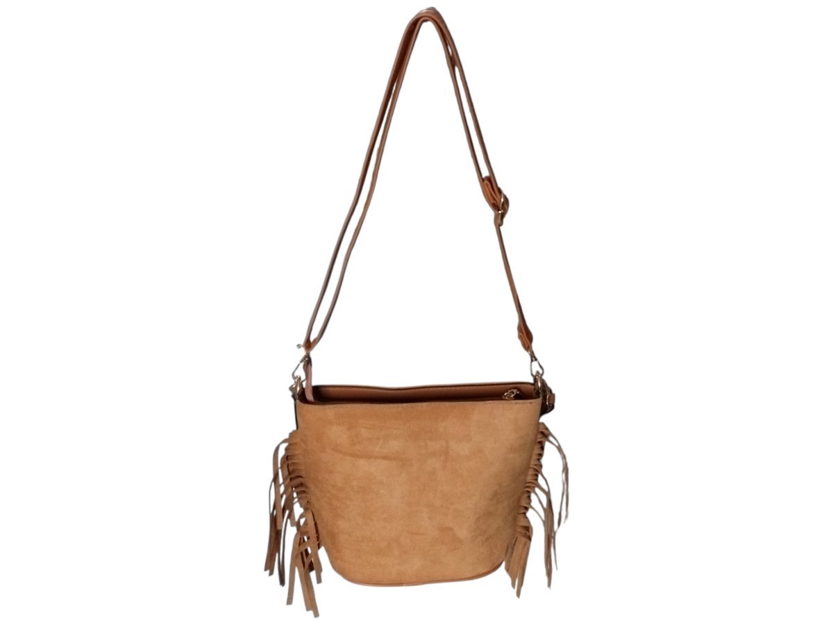 Torebka Damska, Mała Modna Listonoszka Na Ramię, Miejska Eko-Zamsz, Brązowy